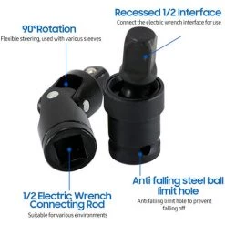 ASUPERMALL Elektrischer Schraubenschlüssel-Adapter 1/2-Zoll-Kohlenstoffstahl-Adapter 360 Grad Drehbarer Steckschlüssel-Adapter Für Ratschenschlüssel Und Elektrische Schraubenschlüssel - Schwarz 360 Grad -Schlüssel Shop 66180170 3