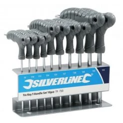 Silverline TRX Torx T9-T50 Stiftschlüssel Set Mit Quergriffen Im Metallständer