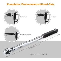 GIZCAM Drehmomentschlüssel, 3/8-Zoll Drehmomentschlüssel(19-110Nm, 37.5cm) Mit 1/4 Und 1/2 Adapter, 7.5cm Verlängerungsstange, Reduzierstück Im Lieferumfang, Toleranz: -/+4% - HTW1B -Schlüssel Shop 67677153 3