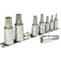 TECTAKE Vielzahn Steckschlüsselsatz Leiste 8-tlg. - Vielzahn Nuss, Vielzahn, Vielzahn Satz - Silber -Schlüssel Shop 7501202 2