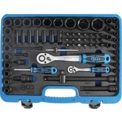 BGS TECHNIC BGS 5255 Kraft-Steckschlüssel-Satz Sechskant | 6,3 Mm (1/4") + 12,5 Mm (1/2") | 69-tlg.